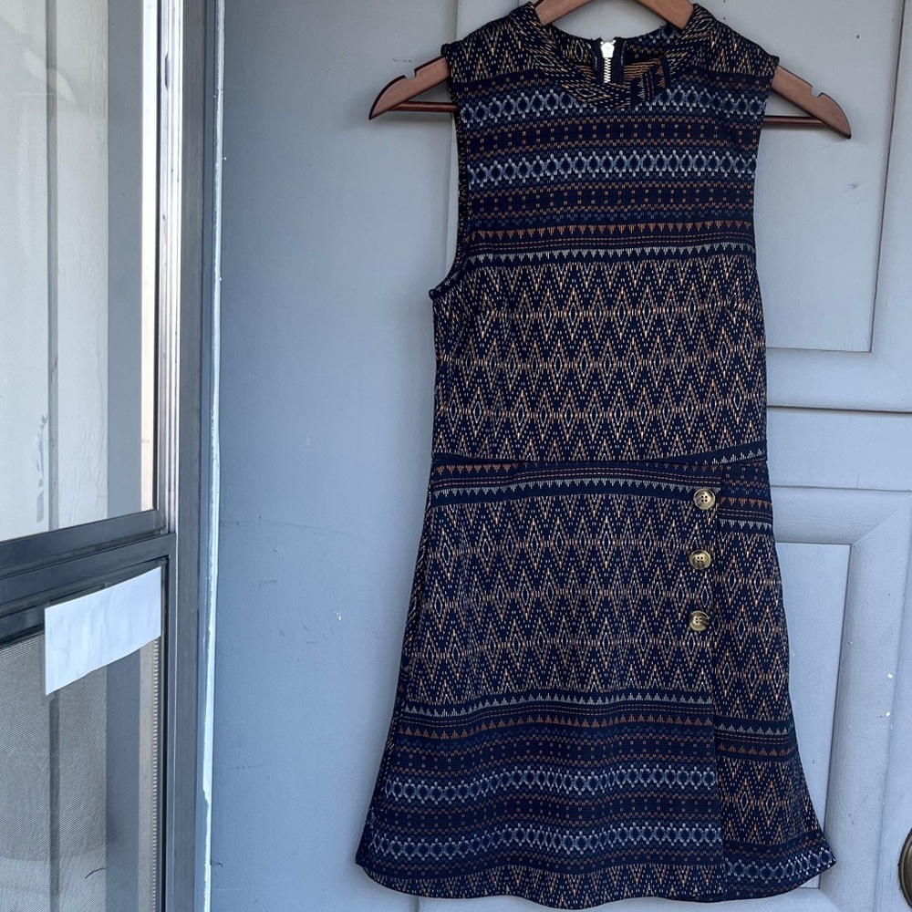 Xtraordinary Black and Gold Geometric Mini Dress